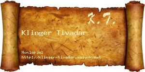 Klinger Tivadar névjegykártya